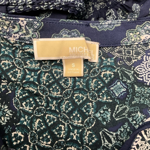 Michael Kors Long Sleeve V-Neck Navy Floral Maxi Dress - Picture 5 of 6